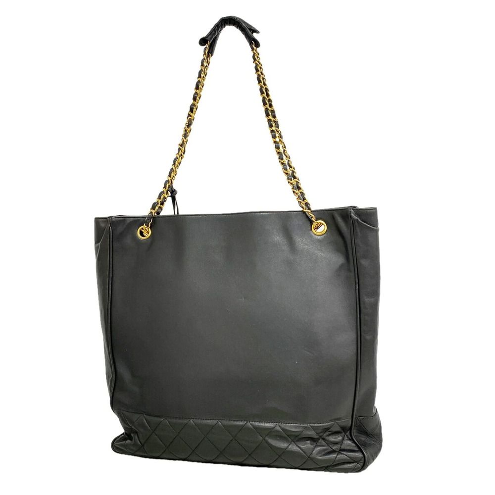 Chanel Matelassé Chain Shoulder Bag, Lambskin, Black, Women's